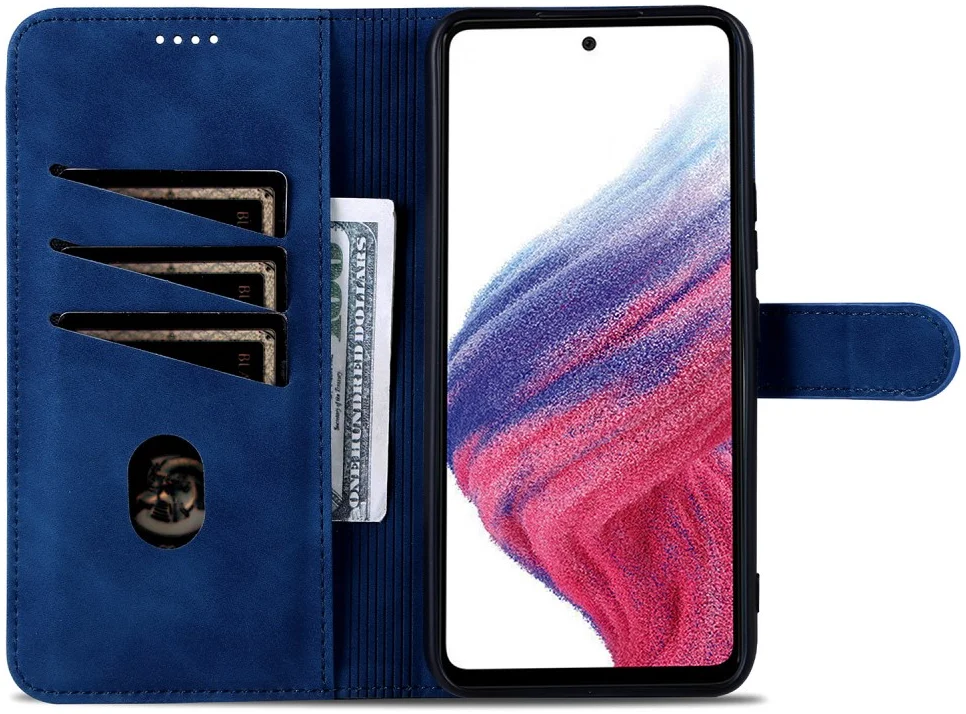 AZNS Samsung Galaxy A55 Hoesje Wallet Book Case Kunstleer Blauw afbeelding 1