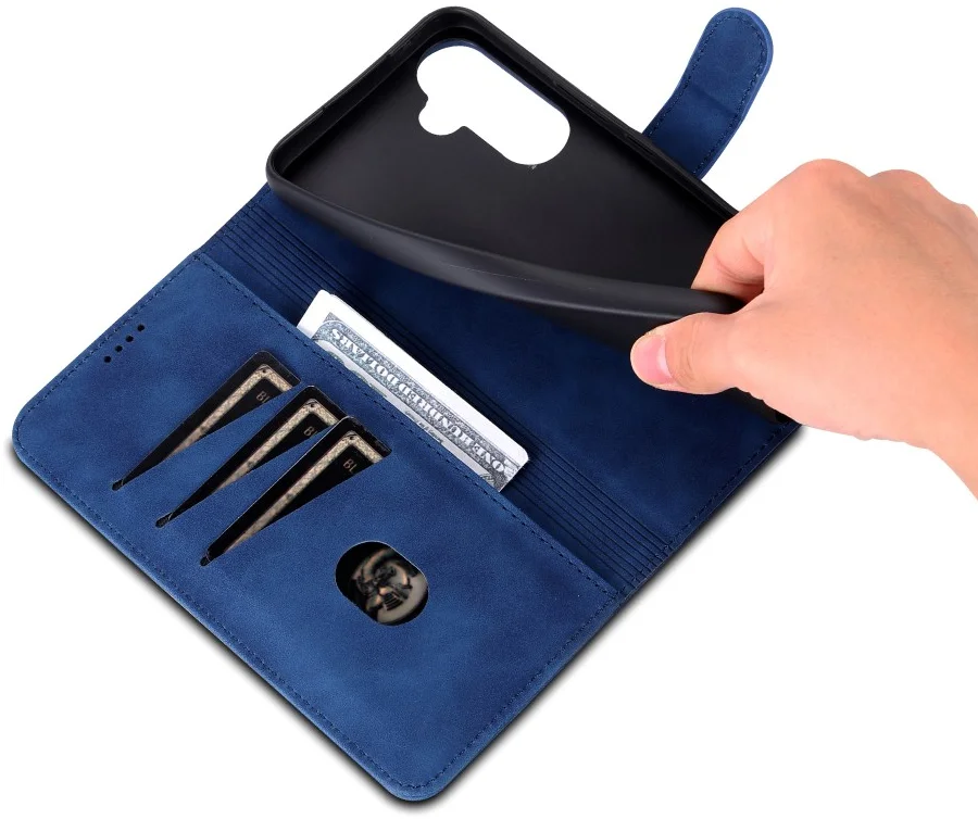 AZNS Samsung Galaxy A55 Hoesje Wallet Book Case Kunstleer Blauw afbeelding 6