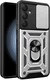 Samsung Galaxy A55 Hoesje met Camera Slider en Kickstand Ring Zilver