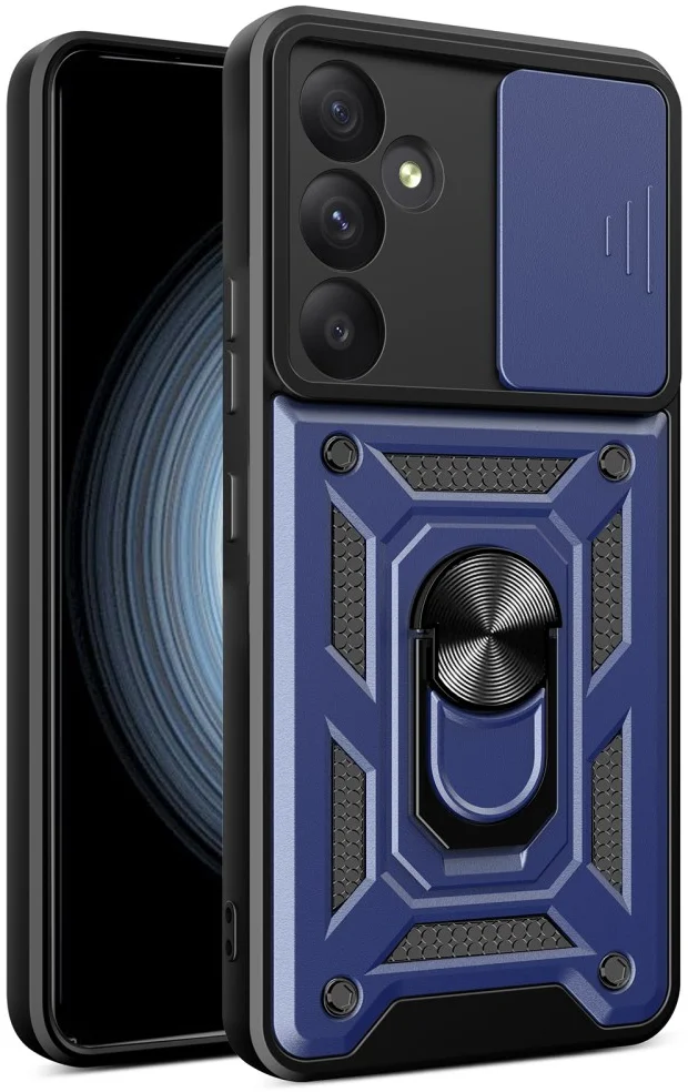 Samsung Galaxy A55 Hoesje met Camera Slider en Kickstand Ring Blauw afbeelding 1
