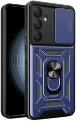 Samsung Galaxy A55 Hoesje met Camera Slider en Kickstand Ring Blauw afbeelding
