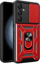 Samsung Galaxy A55 Hoesje met Camera Slider en Kickstand Ring Rood afbeelding