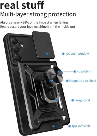 Samsung Galaxy A55 Hoesje met Camera Slider en Kickstand Ring Rood afbeelding 6