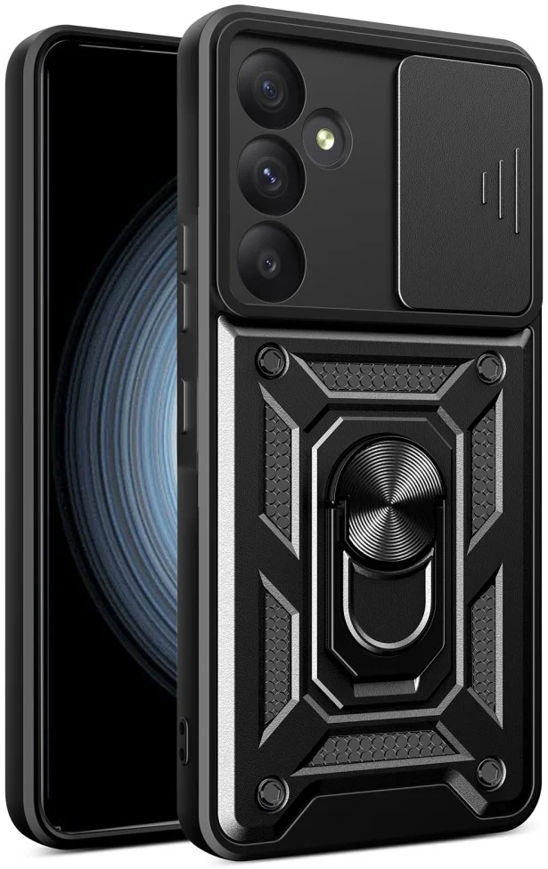Samsung Galaxy A55 Hoesje met Camera Slider en Kickstand Ring Zwart afbeelding 1