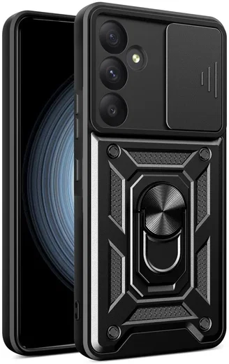 Samsung Galaxy A55 Hoesje met Camera Slider en Kickstand Ring Zwart afbeelding 1