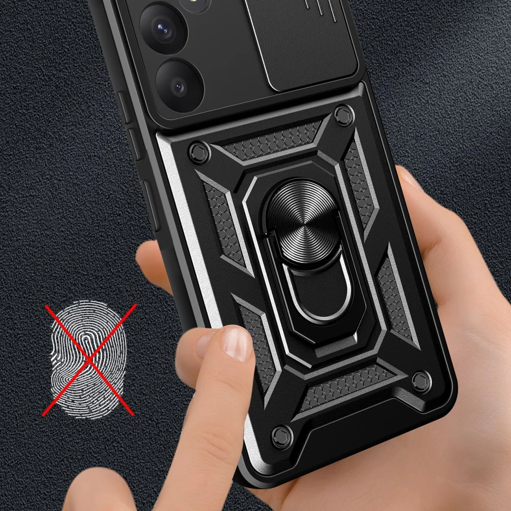 Samsung Galaxy A55 Hoesje met Camera Slider en Kickstand Ring Zwart afbeelding 4