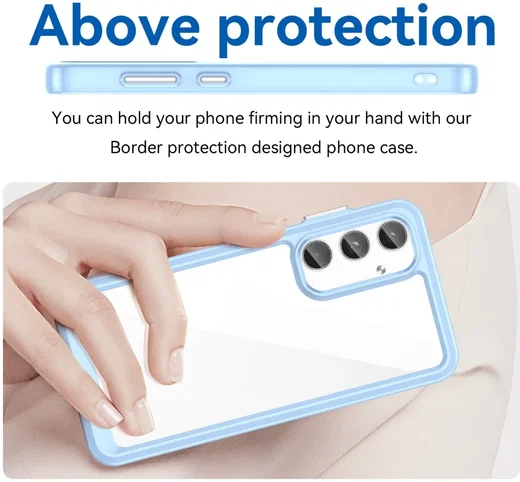 Samsung Galaxy A55 Hoesje Acryl Back Cover Blauw afbeelding 4