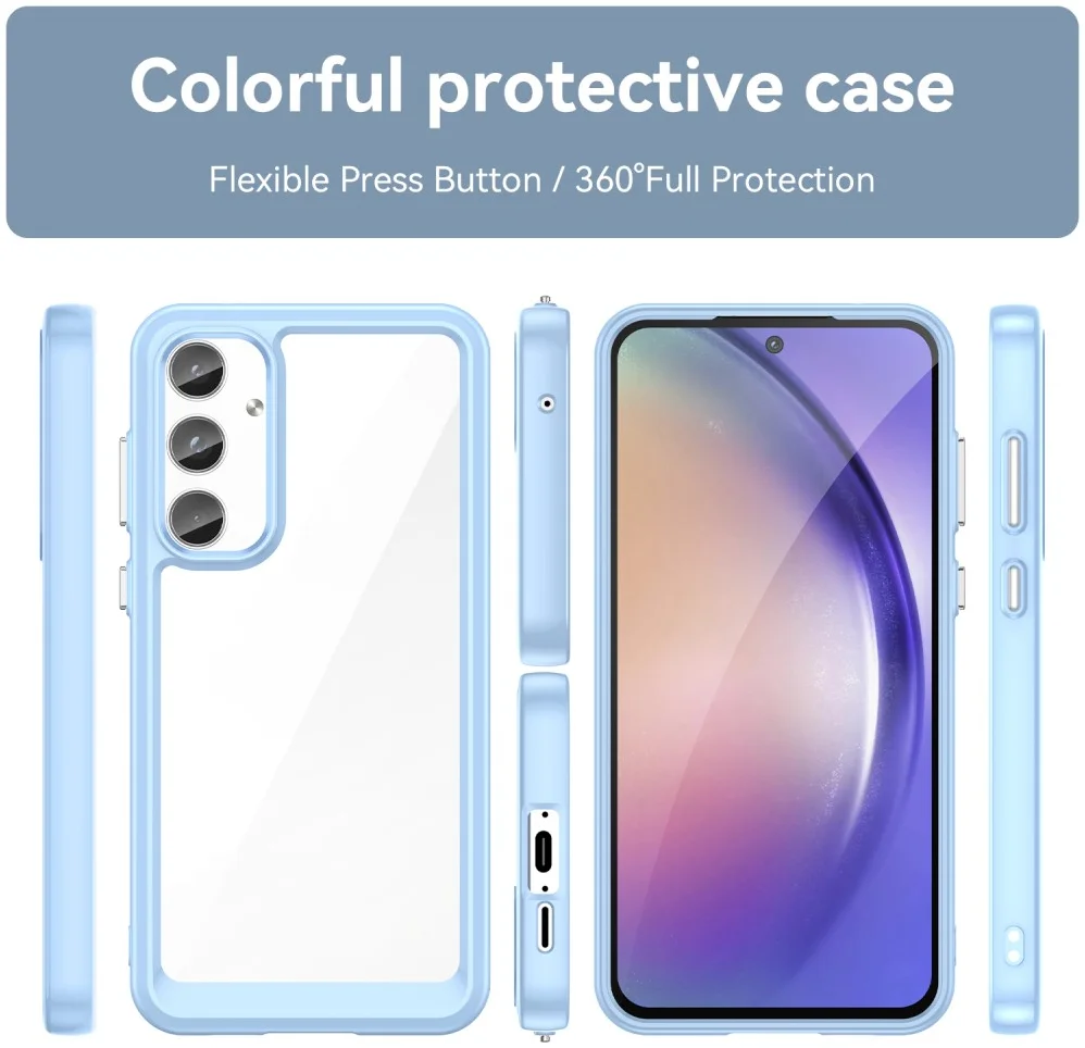 Samsung Galaxy A55 Hoesje Acryl Back Cover Blauw afbeelding 8