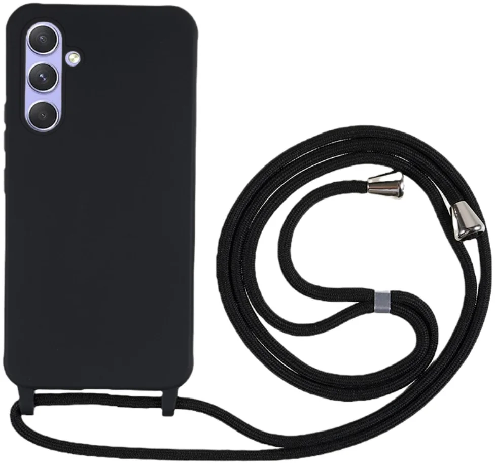 Samsung Galaxy A55 Hoesje Flexibel TPU met Koord Back Cover Zwart afbeelding 1
