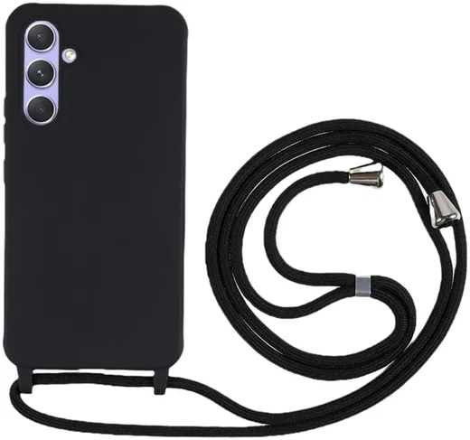 Samsung Galaxy A55 Hoesje Flexibel TPU met Koord Back Cover Zwart afbeelding 1