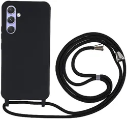 Samsung Galaxy A55 Hoesje Flexibel TPU met Koord Back Cover Zwart afbeelding