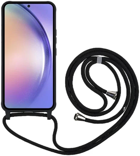 Samsung Galaxy A55 Hoesje Flexibel TPU met Koord Back Cover Zwart afbeelding 2