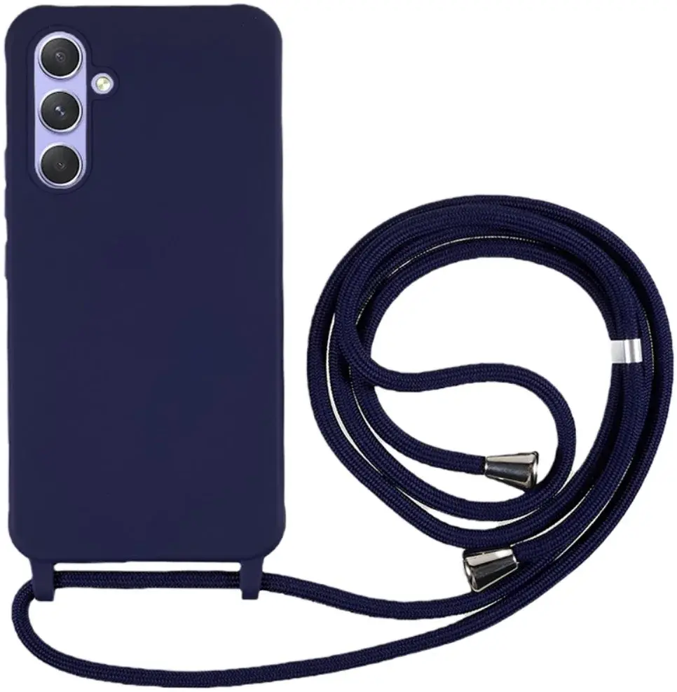 Samsung Galaxy A55 Hoesje Flexibel TPU met Koord Back Cover Blauw afbeelding 1