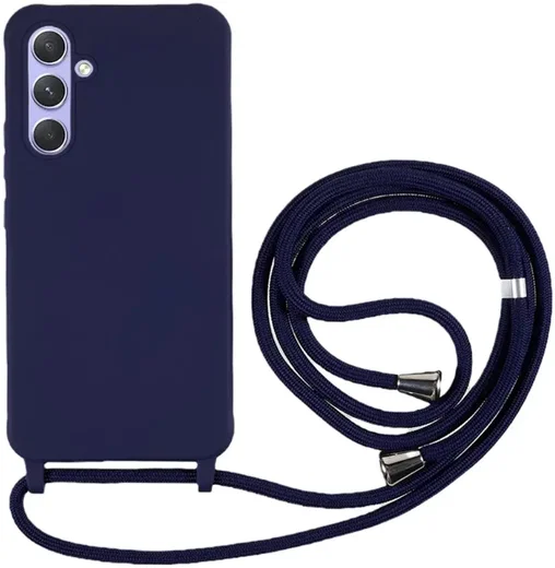 Samsung Galaxy A55 Hoesje Flexibel TPU met Koord Back Cover Blauw afbeelding 1