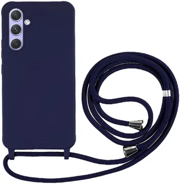 Samsung Galaxy A55 Hoesje Flexibel TPU met Koord Back Cover Blauw