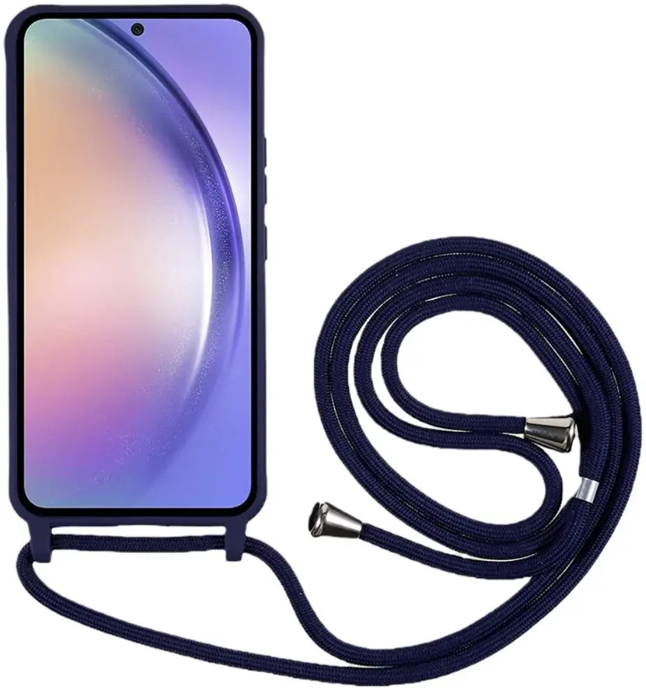 Samsung Galaxy A55 Hoesje Flexibel TPU met Koord Back Cover Blauw afbeelding 2