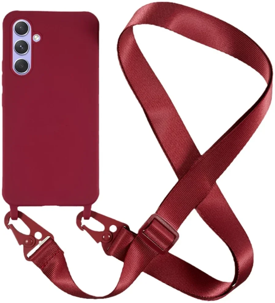 Samsung Galaxy A55 Hoesje TPU Back Cover + Telefoon Koord Rood afbeelding 1