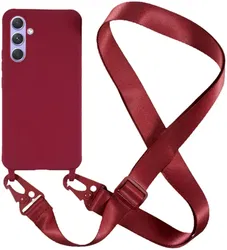 Samsung Galaxy A55 Hoesje TPU Back Cover + Telefoon Koord Rood afbeelding