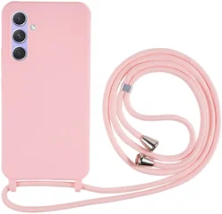 Samsung Galaxy A55 Hoesje Flexibel TPU met Koord Back Cover Roze afbeelding