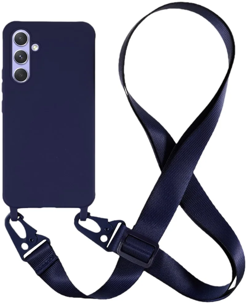 Samsung Galaxy A55 Hoesje TPU Back Cover + Telefoon Koord Blauw afbeelding 1