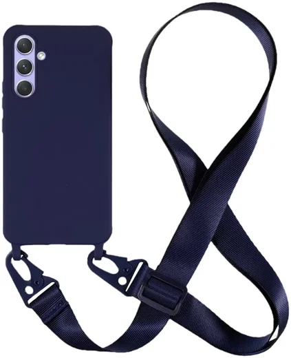 Samsung Galaxy A55 Hoesje TPU Back Cover + Telefoon Koord Blauw afbeelding 1