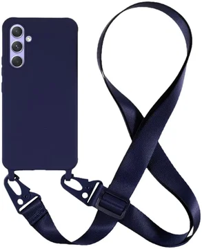 Samsung Galaxy A55 Hoesje TPU Back Cover + Telefoon Koord Blauw