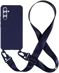 Samsung Galaxy A55 Hoesje TPU Back Cover + Telefoon Koord Blauw afbeelding