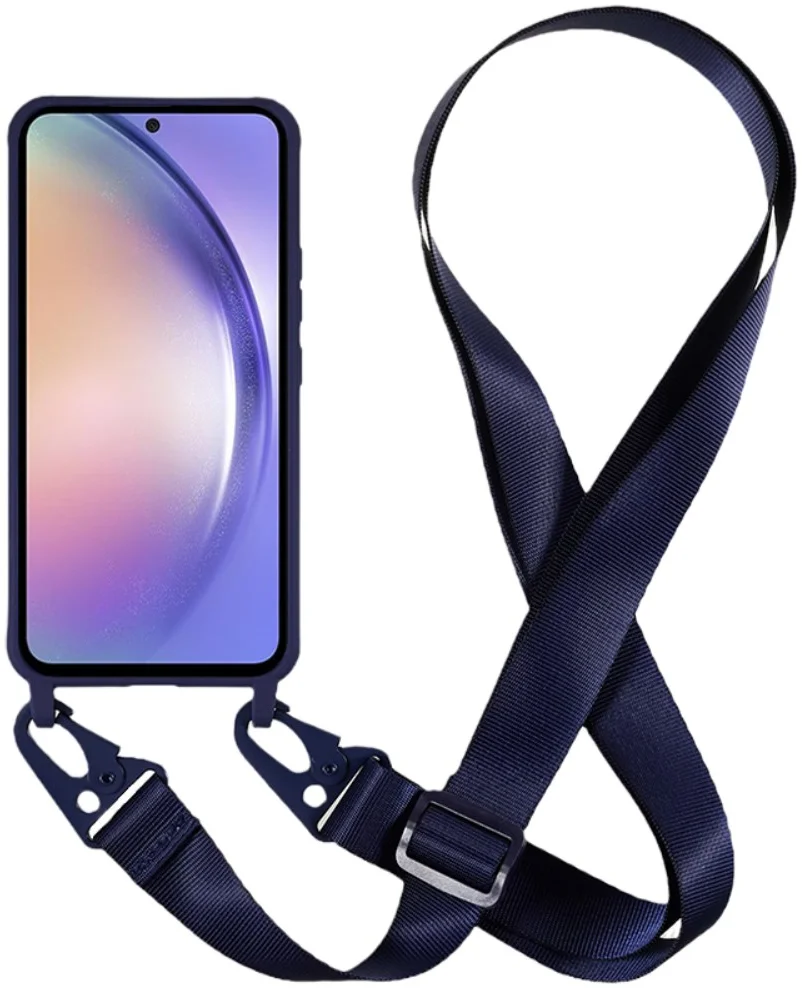 Samsung Galaxy A55 Hoesje TPU Back Cover + Telefoon Koord Blauw afbeelding 2