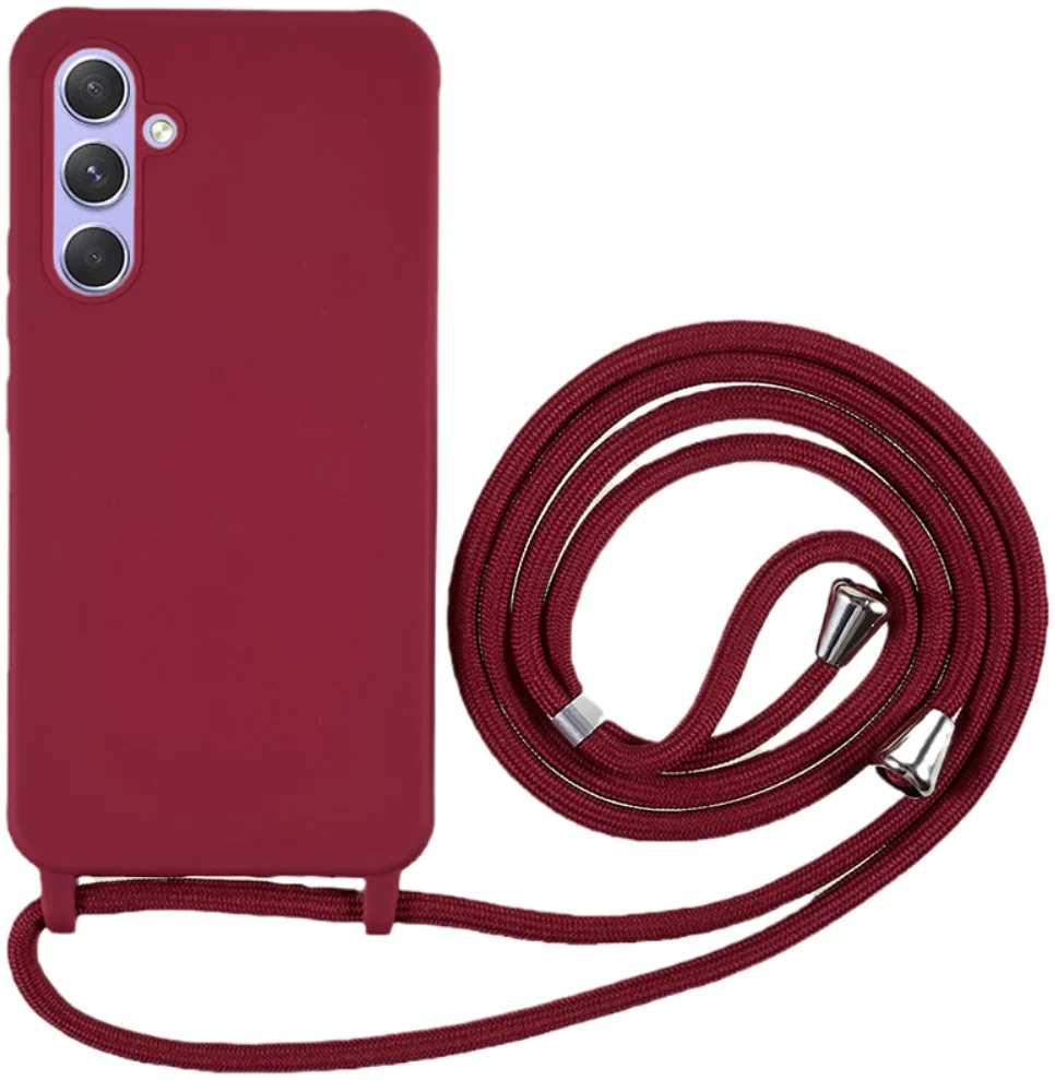 Samsung Galaxy A55 Hoesje Flexibel TPU met Koord Back Cover Rood afbeelding 1