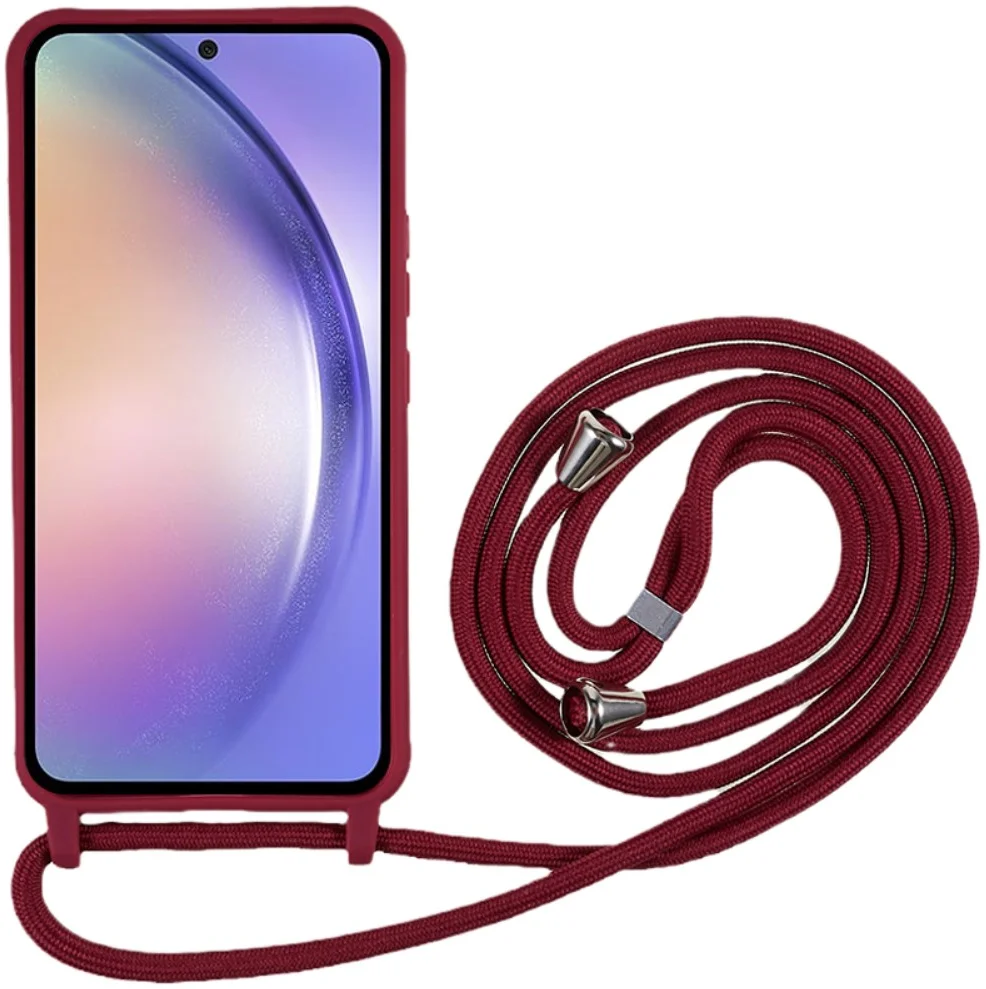 Samsung Galaxy A55 Hoesje Flexibel TPU met Koord Back Cover Rood afbeelding 2