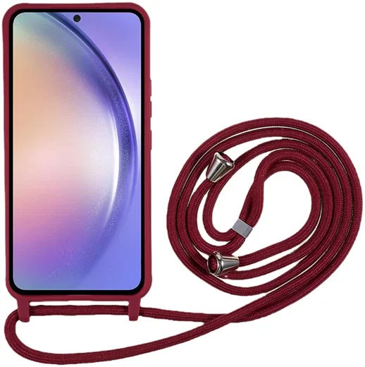 Samsung Galaxy A55 Hoesje Flexibel TPU met Koord Back Cover Rood afbeelding 2