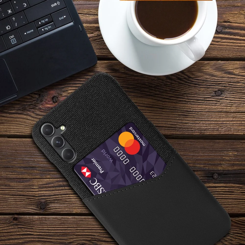 Samsung Galaxy A55 Hoesje met Kaarthouder Back Cover Zwart afbeelding 2