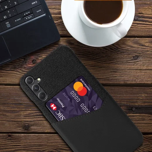 Samsung Galaxy A55 Hoesje met Kaarthouder Back Cover Zwart afbeelding 2