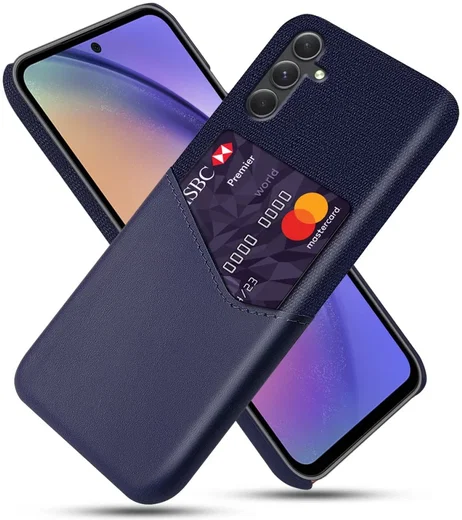 Samsung Galaxy A55 Hoesje met Kaarthouder Back Cover Blauw afbeelding 1