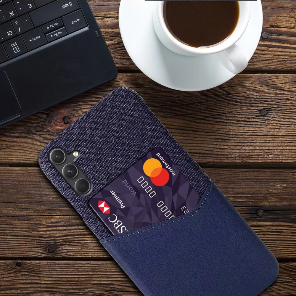 Samsung Galaxy A55 Hoesje met Kaarthouder Back Cover Blauw afbeelding 2