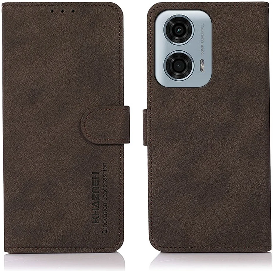 KHAZNEH Motorola Moto G04 / G24 Hoesje Retro Wallet Book Case Bruin afbeelding 2