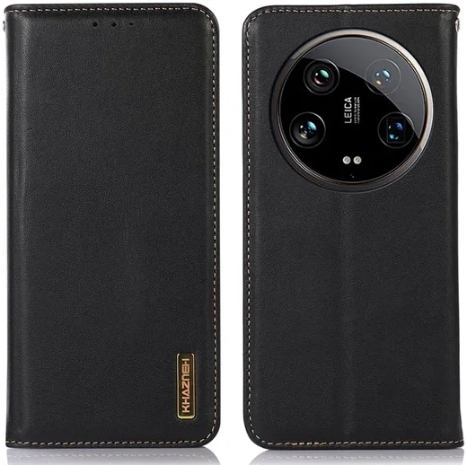 KHAZNEH Xiaomi 14 Ultra Hoesje RFID Book Case Leer Zwart afbeelding 1