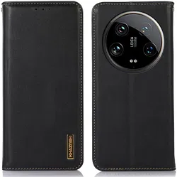 KHAZNEH Xiaomi 14 Ultra Hoesje RFID Book Case Leer Zwart afbeelding