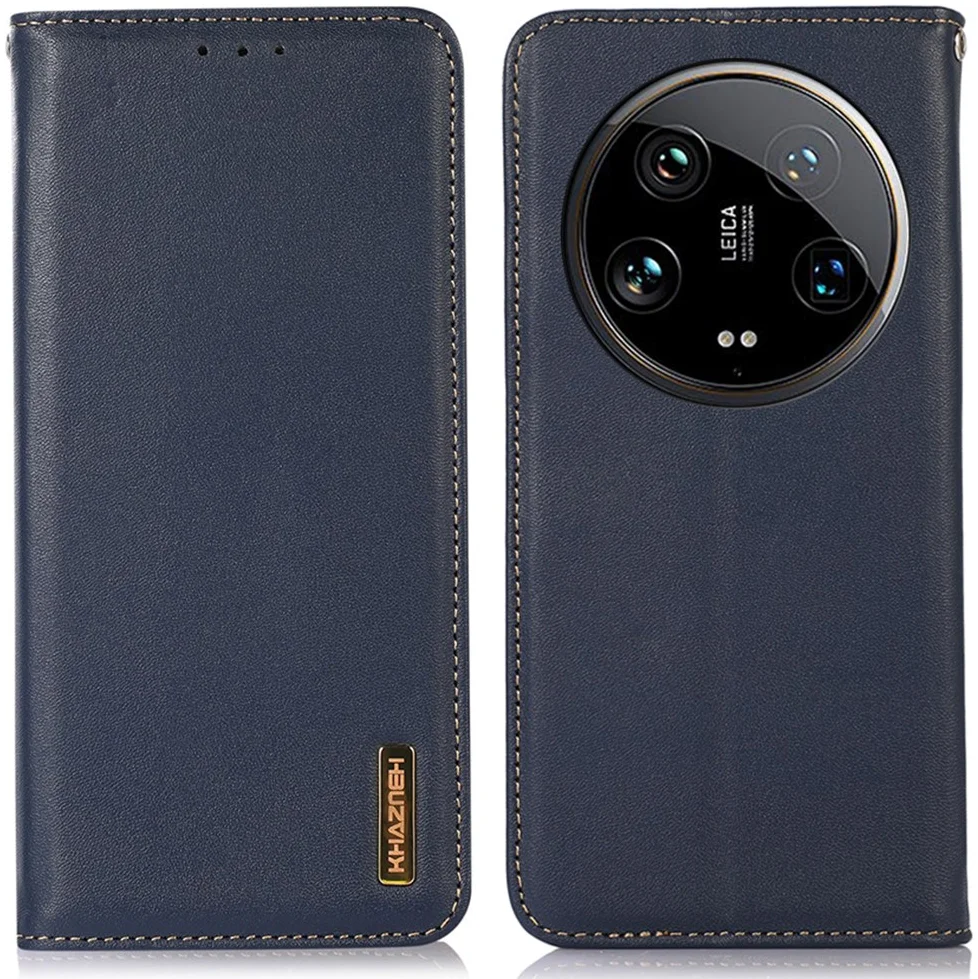 KHAZNEH Xiaomi 14 Ultra Hoesje RFID Book Case Leer Blauw afbeelding 1
