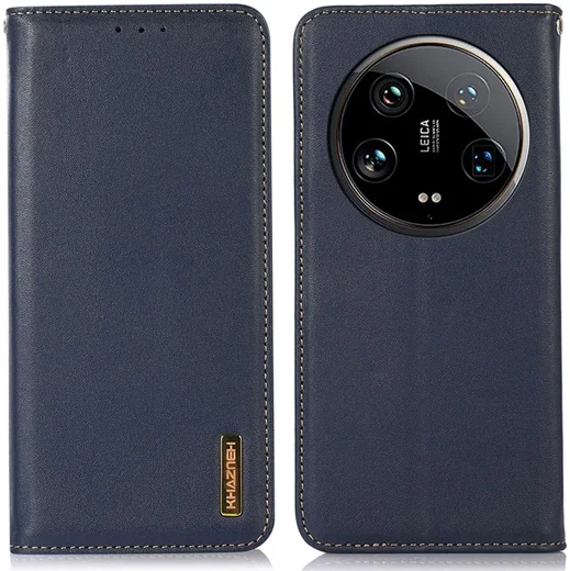 KHAZNEH Xiaomi 14 Ultra Hoesje RFID Book Case Leer Blauw afbeelding 1