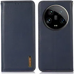 KHAZNEH Xiaomi 14 Ultra Hoesje RFID Book Case Leer Blauw afbeelding