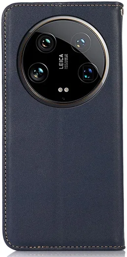 KHAZNEH Xiaomi 14 Ultra Hoesje RFID Book Case Leer Blauw afbeelding 7