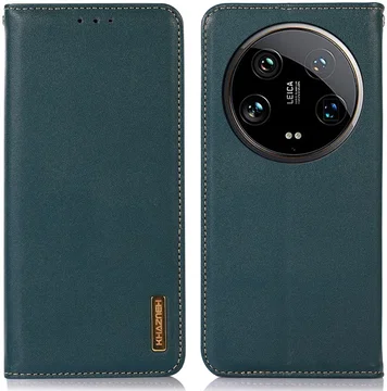 KHAZNEH Xiaomi 14 Ultra Hoesje RFID Book Case Leer Groen