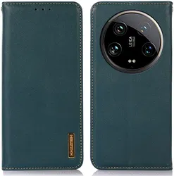 KHAZNEH Xiaomi 14 Ultra Hoesje RFID Book Case Leer Groen afbeelding