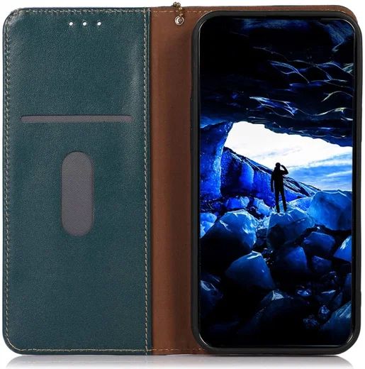 KHAZNEH Xiaomi 14 Ultra Hoesje RFID Book Case Leer Groen afbeelding 2