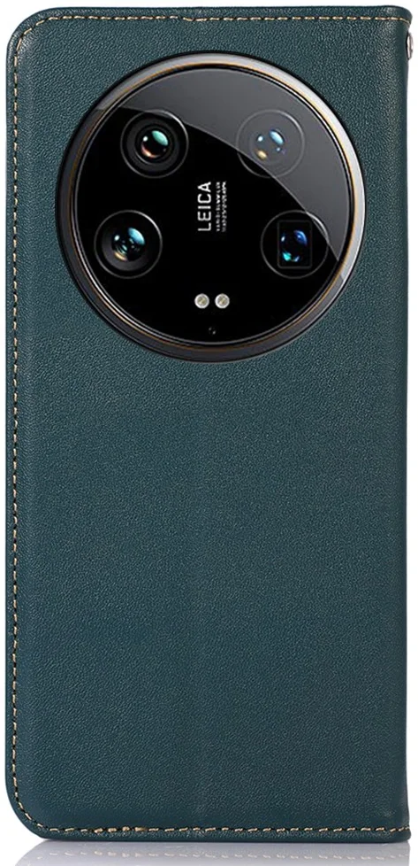 KHAZNEH Xiaomi 14 Ultra Hoesje RFID Book Case Leer Groen afbeelding 7