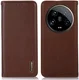 KHAZNEH Xiaomi 14 Ultra Hoesje RFID Book Case Leer Bruin