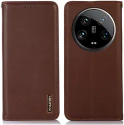 KHAZNEH Xiaomi 14 Ultra Hoesje RFID Book Case Leer Bruin afbeelding