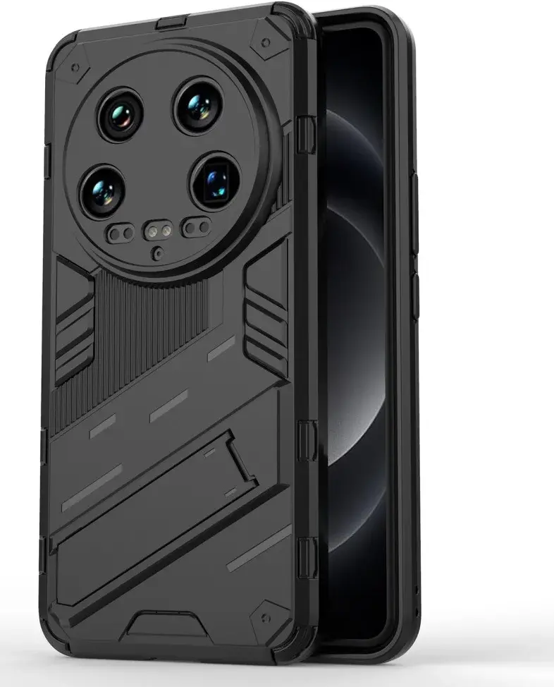 Xiaomi 14 Ultra Hoesje Shockproof Kickstand Back Cover Zwart afbeelding 1