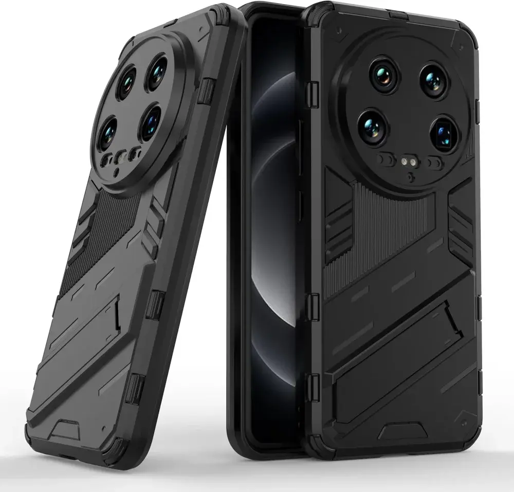Xiaomi 14 Ultra Hoesje Shockproof Kickstand Back Cover Zwart afbeelding 3